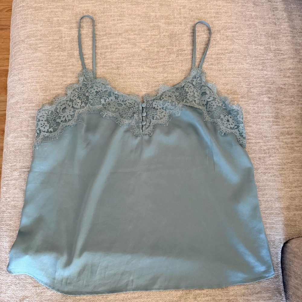 Abercrombie & Fitch Blue Lace Trim Tank Top